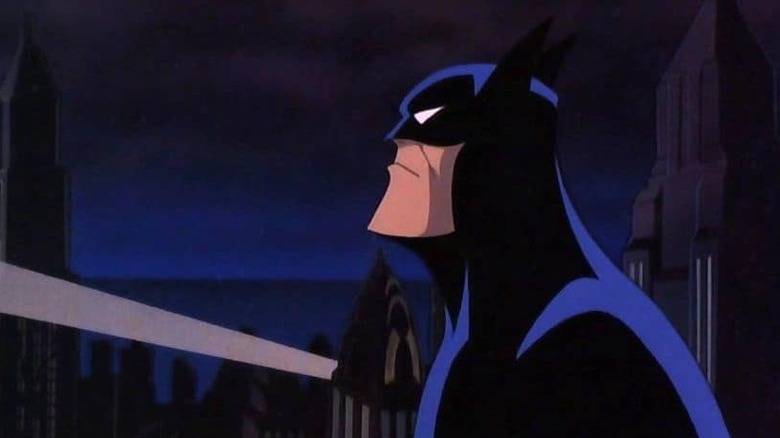 Batman looking up at the night sky in Batman: Mask of the Phantasm (1993)