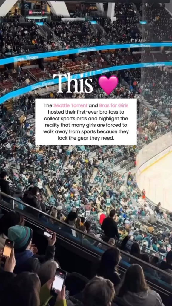The Seattle Torrent and Bras for Girls hosted their first-ever bra toss to collect sports bras and highlight the reality that many girls are forced to walk away from sports because they lack the gear they need. They collected 1,329 sports bras.