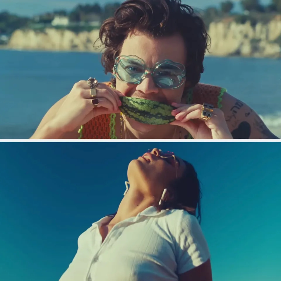 Harry Styles in his "Watermelon Sugar" music video