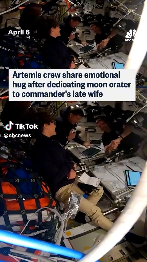 The four astronauts aboard the Artemis Il mission shared an emotional moment after Canadian astronaut Jeremy Hansen announced the crew wanted to dedicate a moon crater to mission commander Reid Wiseman's late wife, Carroll, who died in 2020.