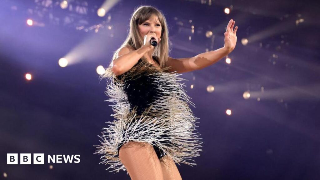 Taylor Swift performing during her Eras tour.