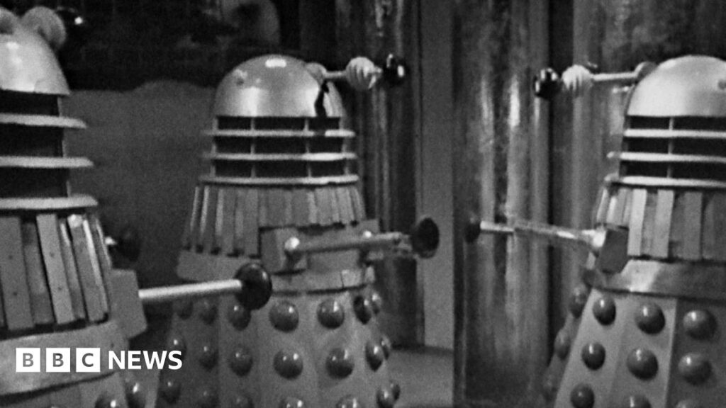 Lost Doctor Who episodes to be released on BBC iPlayer this week A black and white still of three daleks from a Doctor Who episode