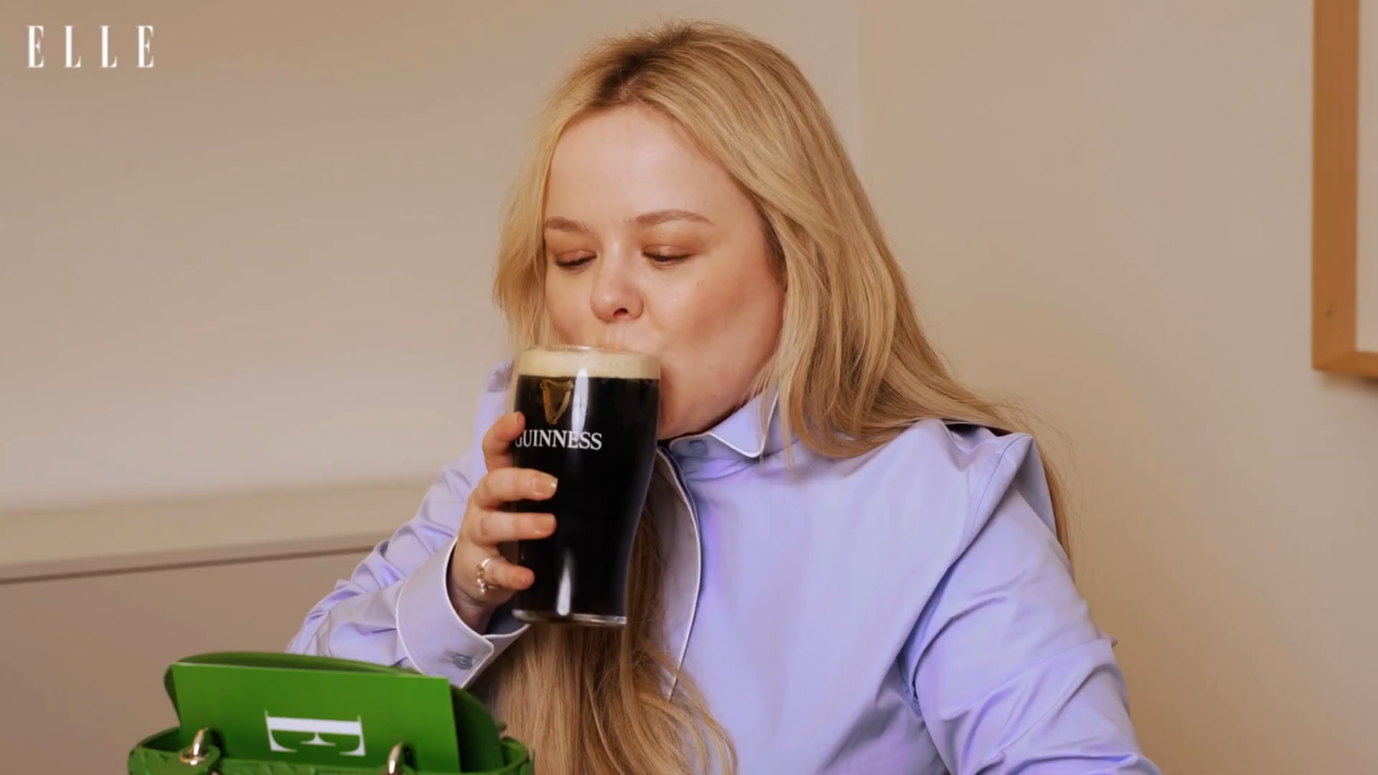 Nicola Coughlan explains how to drink a Guinness and attempts to split the G for the first time