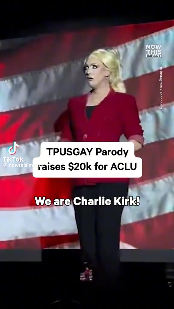 Drag queens and others parodied Pam Bondi, Bryon Noem, and Erika Kirk for the 'Turning Point U.S.GAY' show in Brooklyn and raised over $20,000 for the ACLU