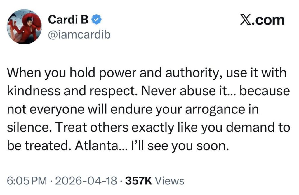 Cardi B will perform her final show in Atlanta tonight after previously threatening to cancel due to the behavior of the arena employees
