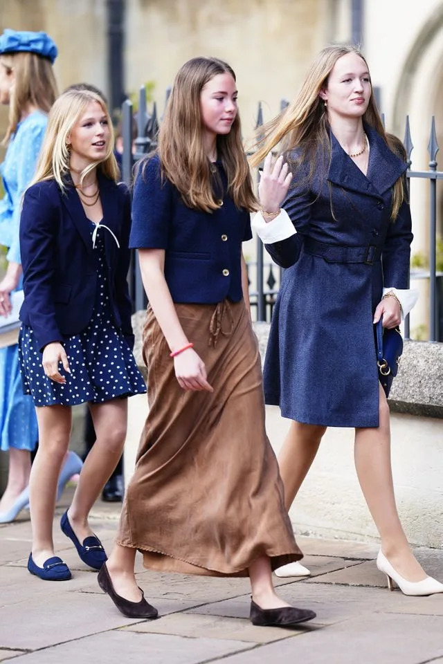Isla Phillips, Harriet Sperling's daughter Georgina and Savannah Phillips leave after attending the Easter Service at St George's Chapel, Windsor Castle on April 5, 2026.Credit: Aaron Chown/PA Images via Getty