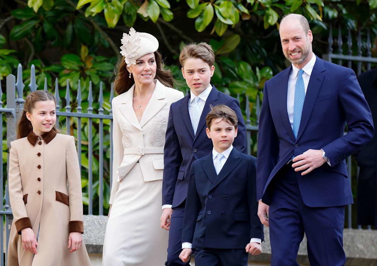 Princess Charlotte, Kate Middleton, Prince George, Prince Louis and Prince William attend Easter Sunday service at St. George's Chapel on April 5, 2026Credit: Max Mumby/Indigo/Getty