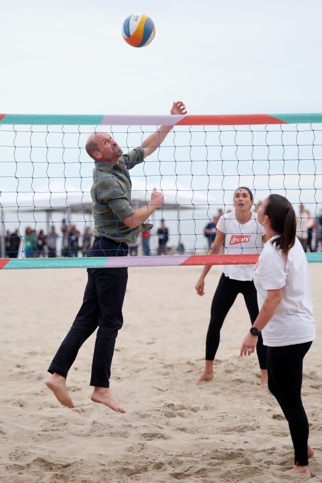 Prince William plays beach volleyball in Rio de Janeiro, Brazil, on Nov. 3, 2025Credit: Chris Jackson/Getty