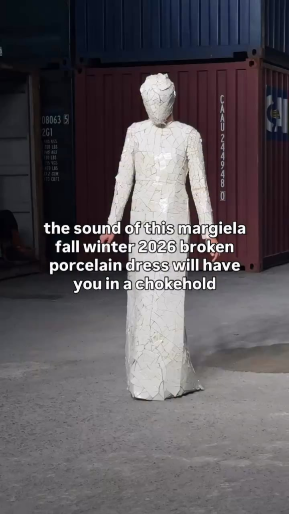The sound of this Maison Margiela fall winter 2026 broken porcelain dress …