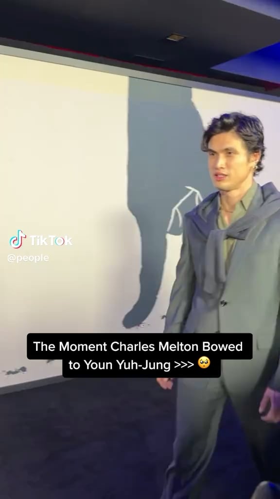 Charles Melton bowing to Youn Yuh-Jung at the ‘Beef’ season 2 premiere