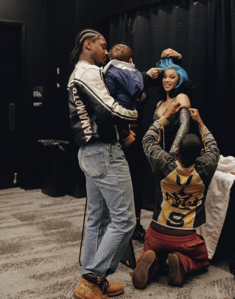 Cardi B and Stefon Diggs backstage with their son during her Little Miss Drama Tour