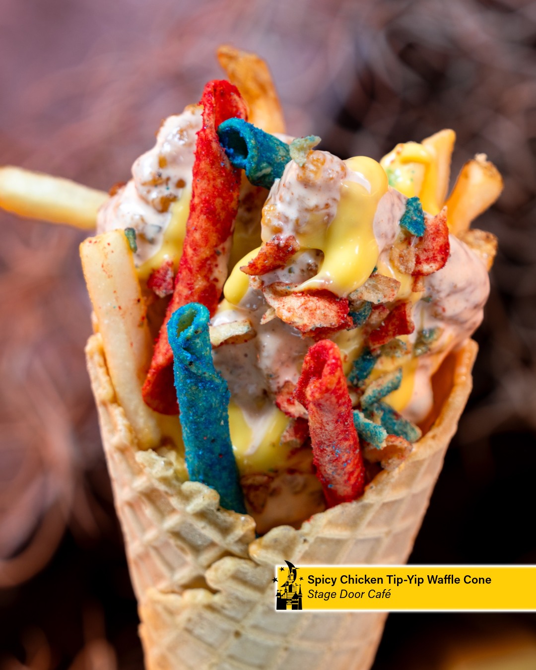 Spicy Chicken Tip-Yip Waffle Cone.