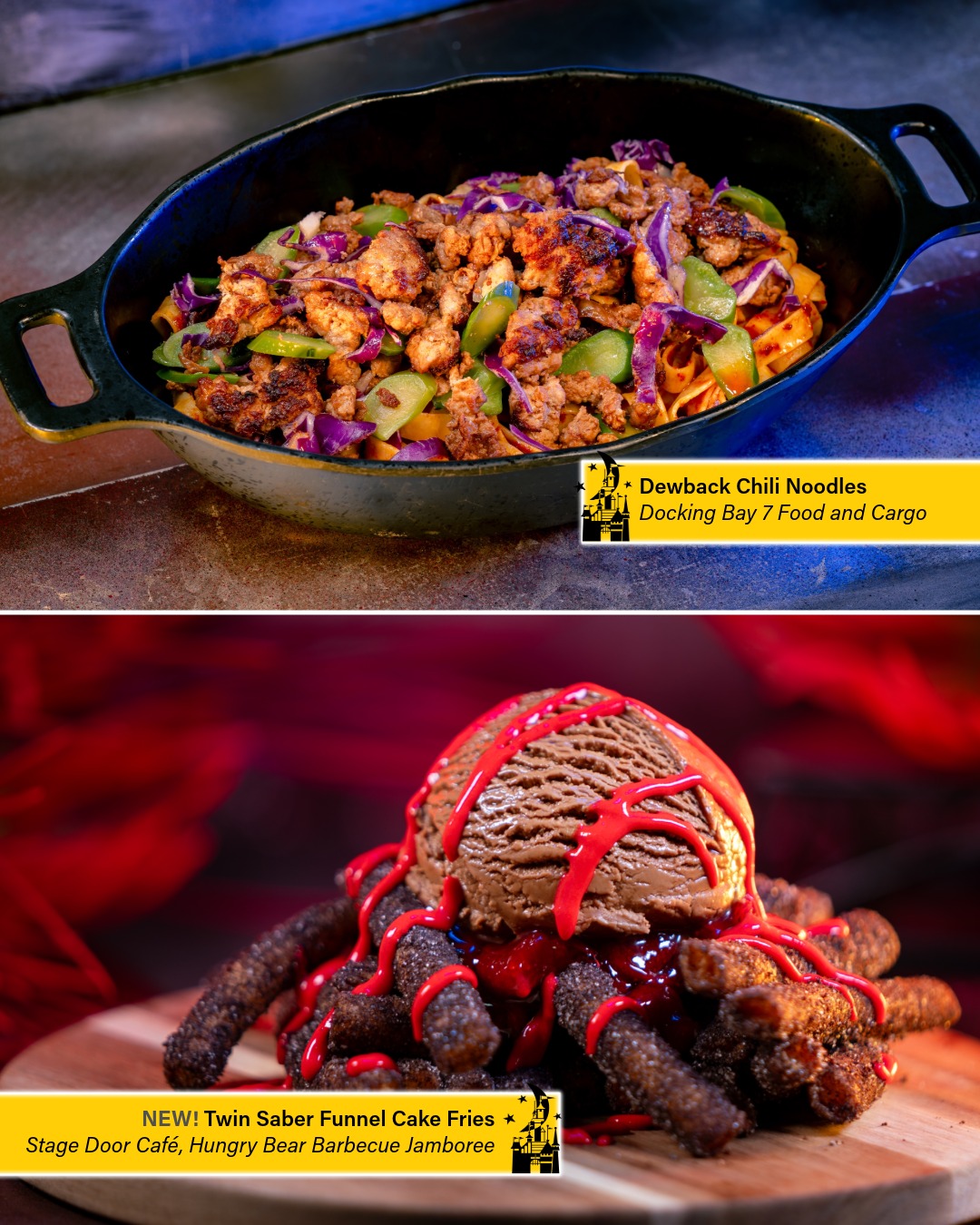 Dewback Chili Noodles and Twin Saber Funnel Cake Fries.