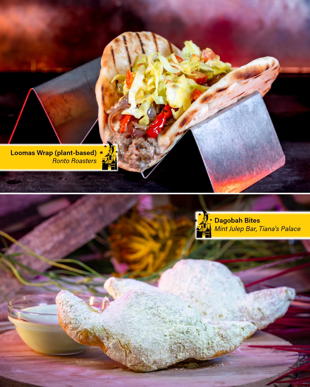 Loomas Wrap (plant-based) and Dagobah Bites.
