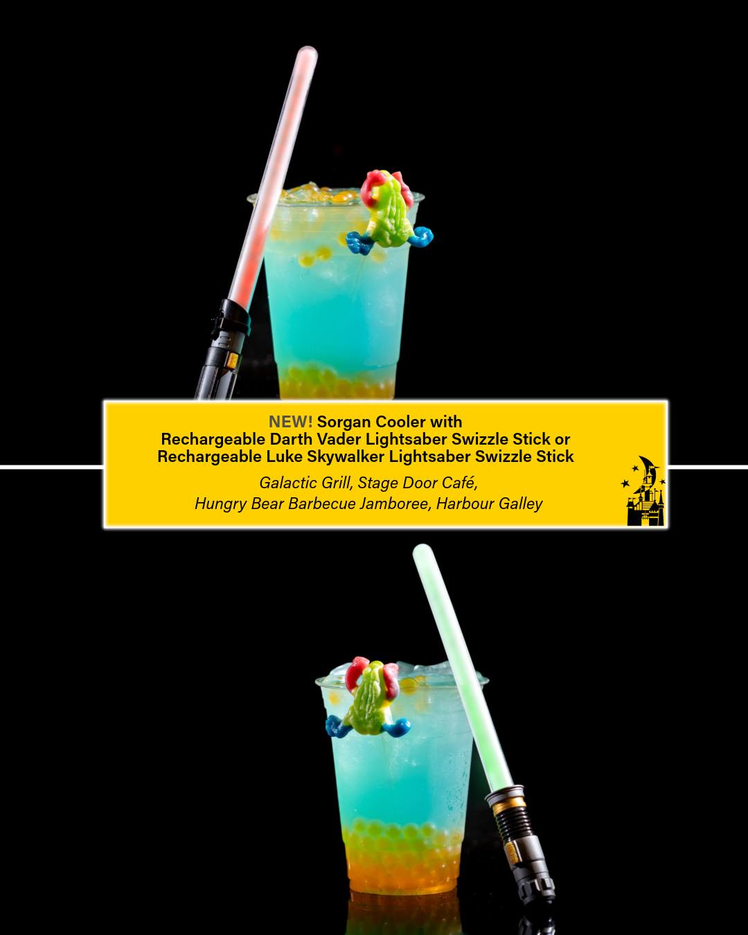 Sorgan Cooler with rechargeable Darth Vader or Luke Skywalker lightsaber swizzle stick.