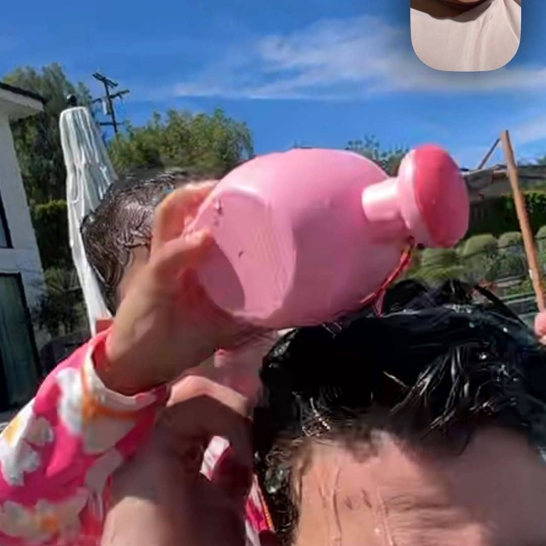 Nick Jonas plays with daughter Malti Marie in the pool while FaceTiming with wife Priyanka Chopra, shared on Instagram