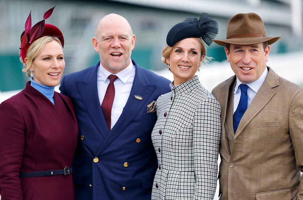 cheltenham, england march 13: (embargoed for publication in uk newspapers until 24 hours after create date and time) zara tindall, mike tindall, harriet sperling and peter phillips attend day 4 gold cup day of the cheltenham festival at cheltenham racecourse on march 13, 2026 in cheltenham, england. (photo by max mumby/indigo/getty images)