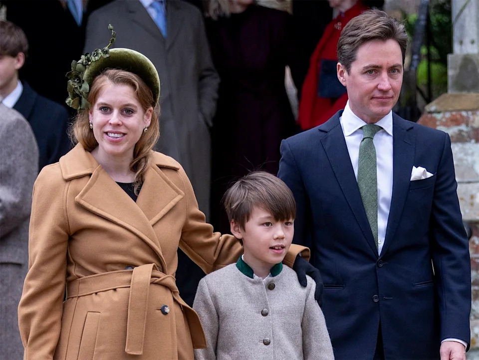 Princess Beatrice, Christopher Woolf and Edoardo Mapelli Mozzi attend the Christmas Morning Service at St Mary Magdalene Church on December 25, 2024 in Sandringham, Norfolk.Credit: Mark Cuthbert/UK Press via Getty