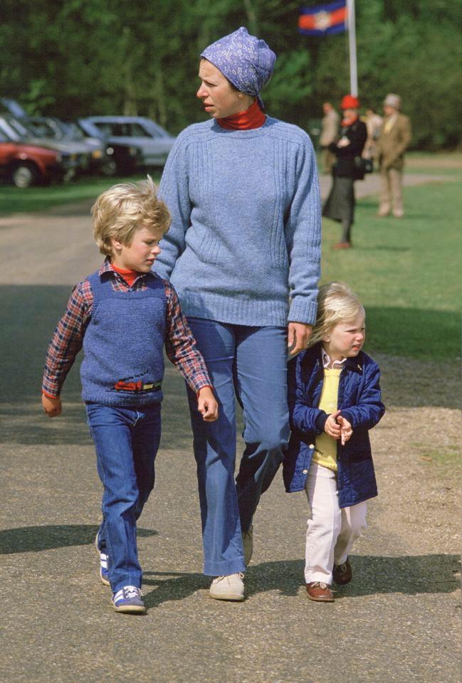 Princess Anne with her kids Peter and Zara in May 1984.Credit: Getty Images