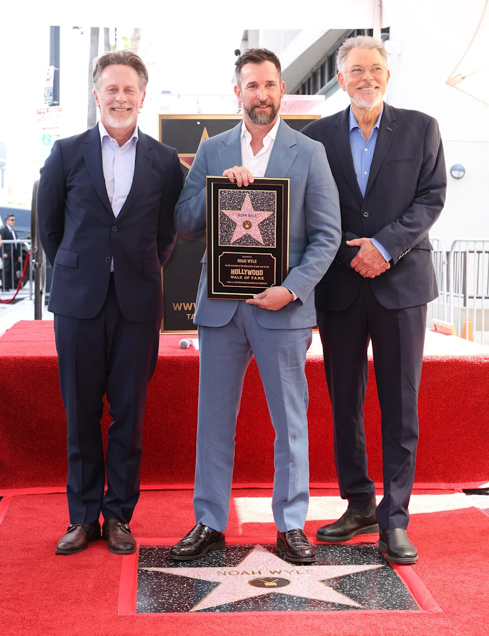 Steven Weber, Noah Wyle and Jonathan Frakes at the ceremony honoring Wyle with a star on the Hollywood Walk of Fame on April 9 in Los Angeles. 