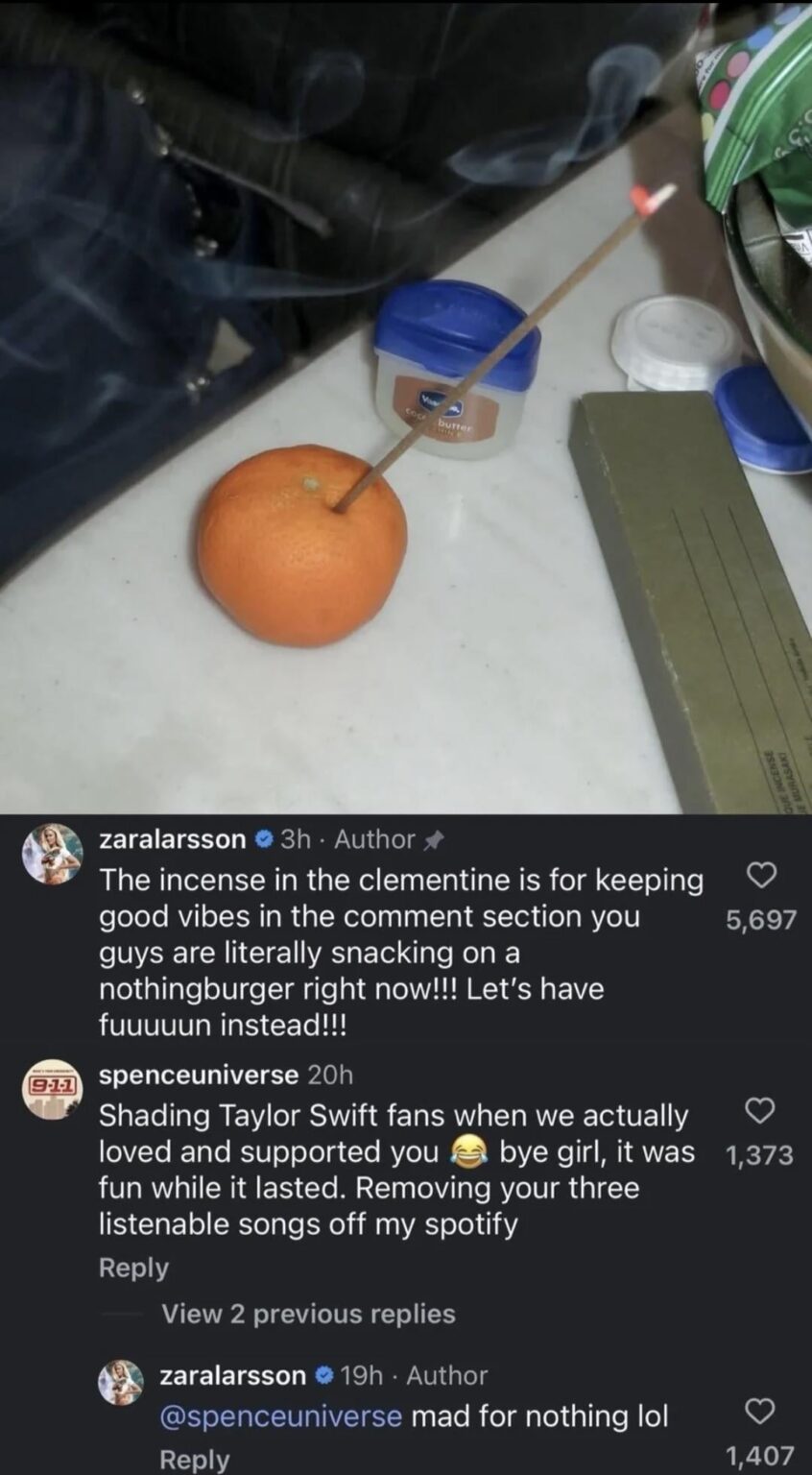 Zara larrson responds to fans harassing her.