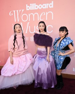 Audrey Nuna, Ejae and Rei Ami of HUNTR/X at the Billboard Women in Music 2026 held at the Hollywood Palladium on April 29, 2026 in Los Angeles, California.