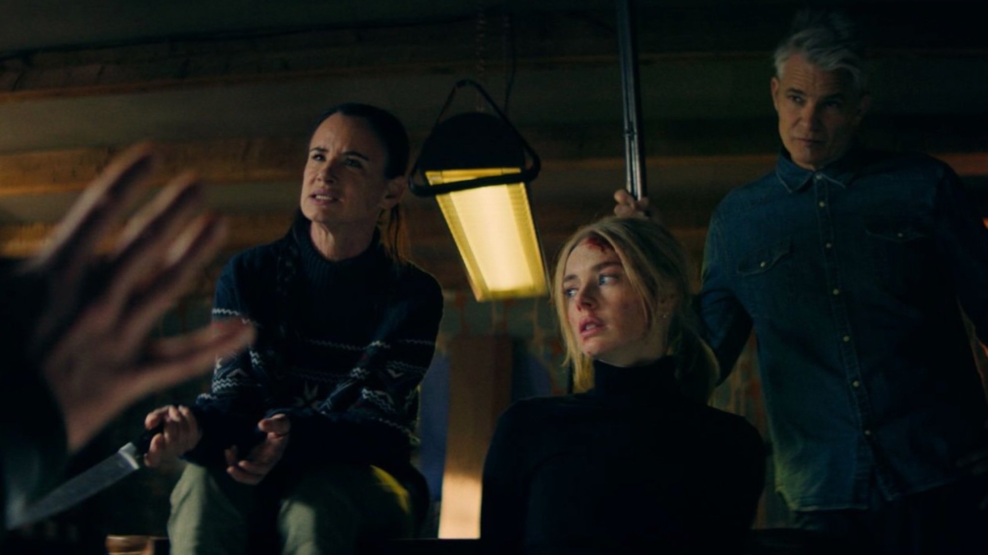 Juliette Lewis, Samara Weaving, and Timothy Olyphant in Jorma Taccone’s 