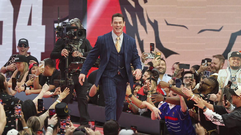 John Cena hosts WrestleMania 42 at Allegiant Stadium on April 18, 2026 in Las Vegas, Nevada.
