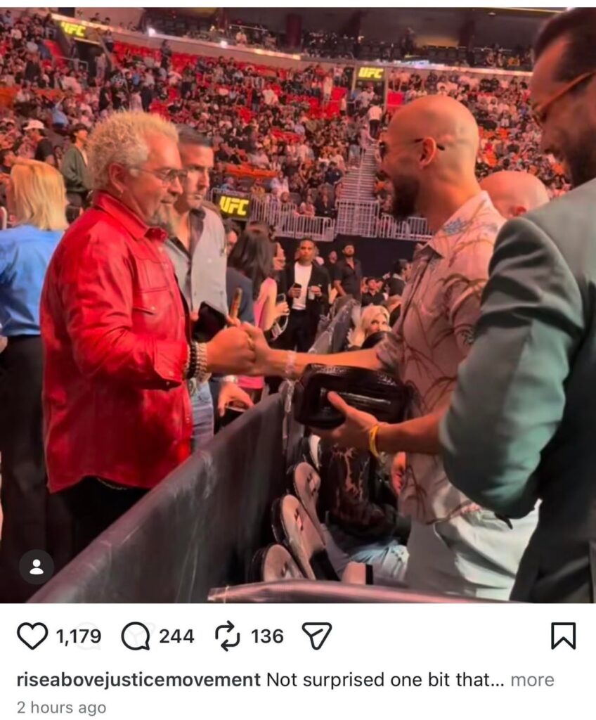 Guy Fieri paling around with Andrew Tate at the UFC fight