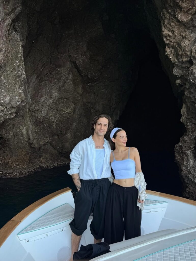 Dove Cameron & Damiano David on a vacation in Sicily recently via her IG: "limoncello monello🍋🍝🐚🍷♡"