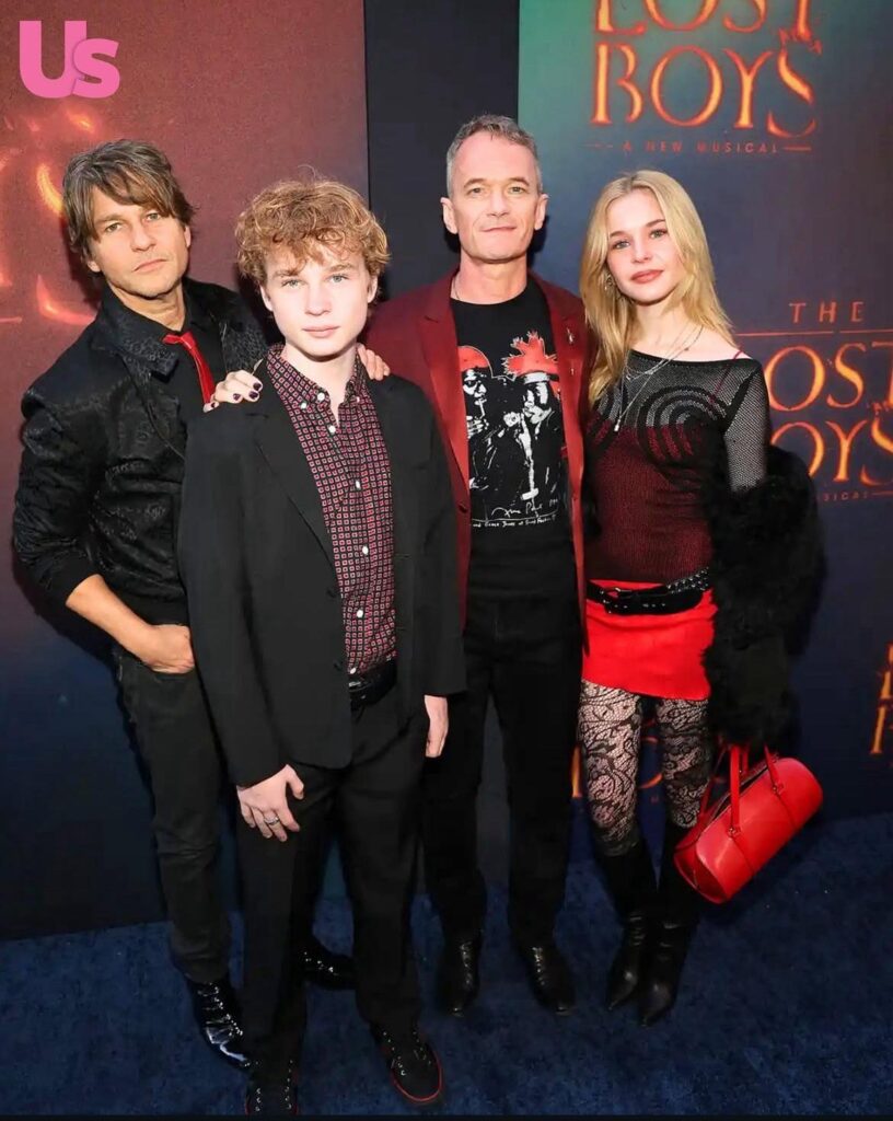 Neil Patrick Harris with husband David Burtka and their twins, Gideon and Harper Grace for the opening night of The Lost Boys on Broadway in NYC (April 26, 2026)