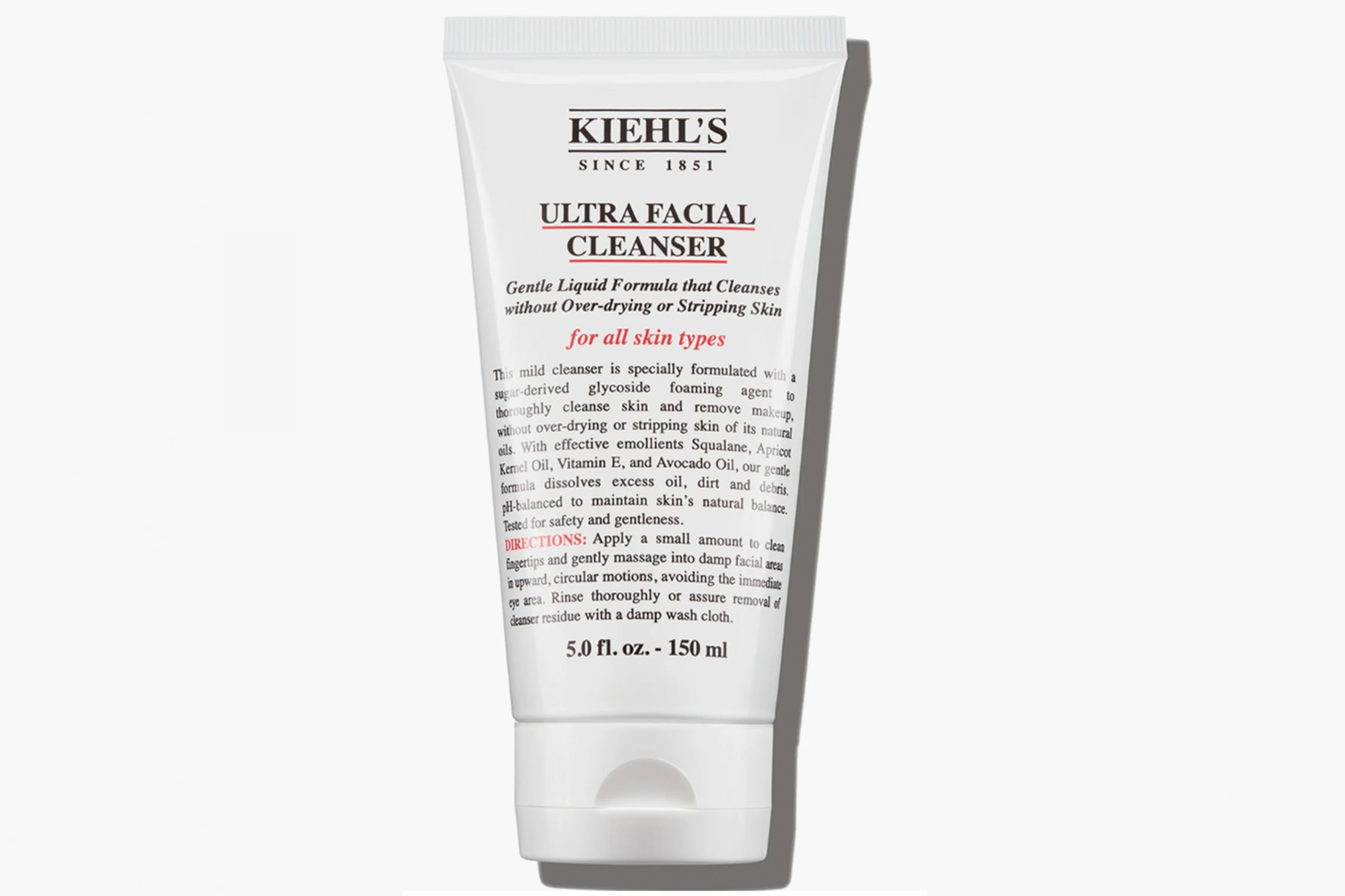 Kiehl's Ultra Facial Cleanser for all skin types, 5.0 fl. oz. - 150 ml tube.