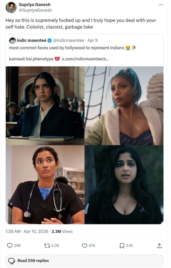Supriya Ganesh Slams ‘Colorist, Classist, Garbage’ Racist Post by a user