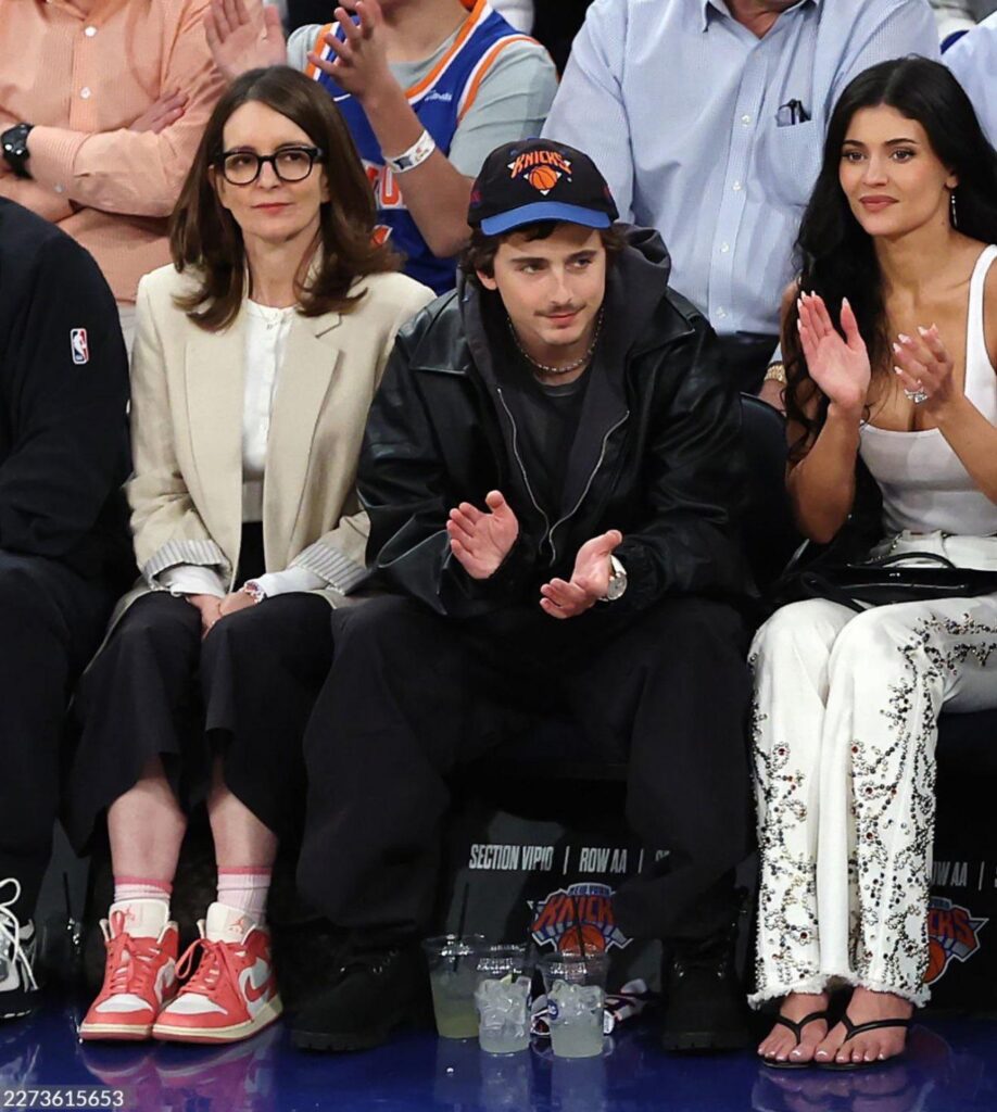 Tina Fey, Timotheé Chalamet and Kylie Jenner the New York Knicks game (April 29, 2026)