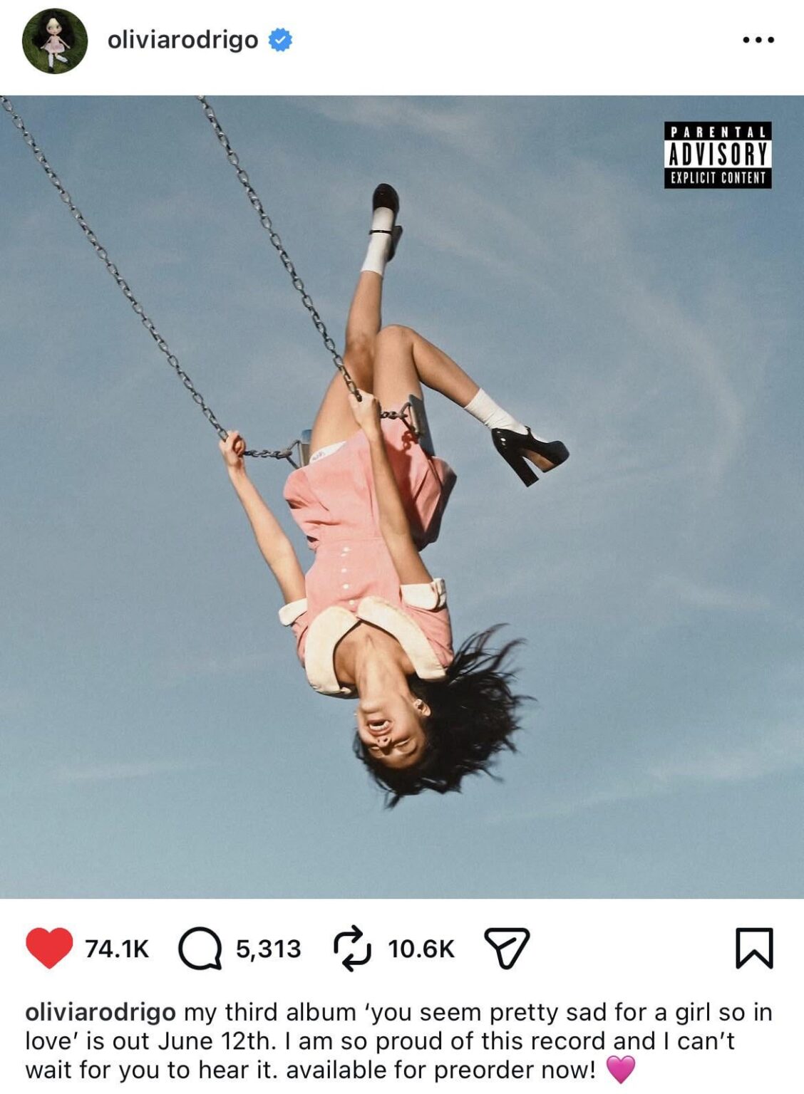 Olivia Rodrigo announces her new album ‘you seem pretty sad for a girl so in love.’ Releasing June 12th!