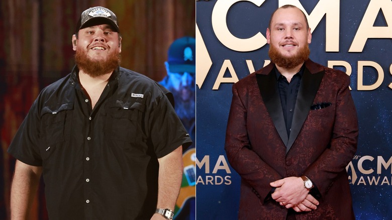 Luke Combs performing in 2019 & attending the CMA Awards in 2025