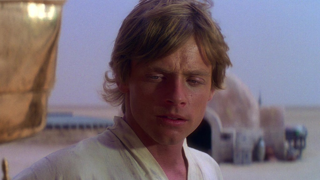 Luke Skywalker on Tatooine in Star Wars: A New Hope