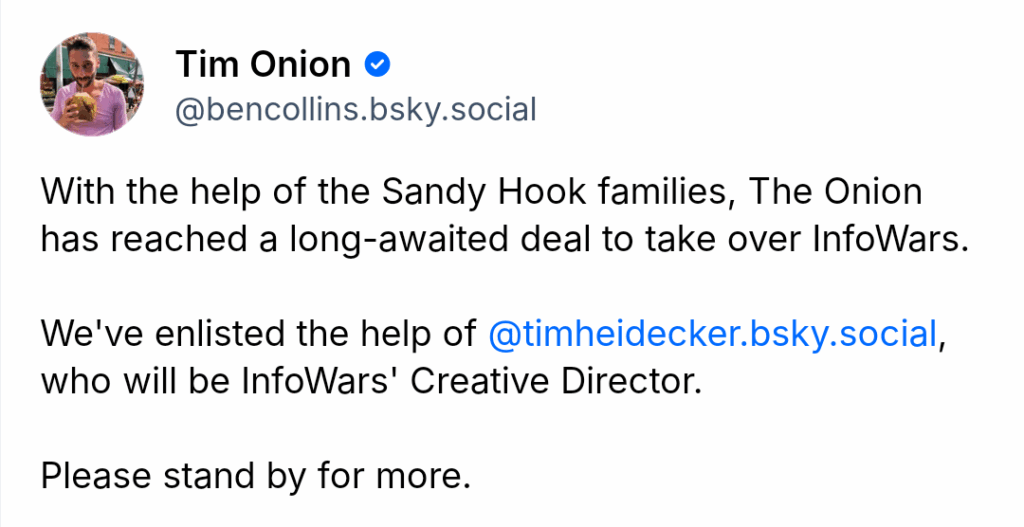 The Onion has finally succeeded in buying InfoWars