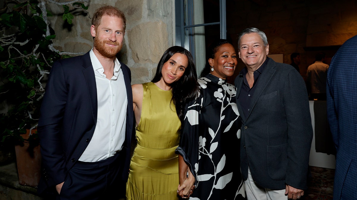 Prince Harry and Meghan Markle mingle with Ted Sarandos and Nicole Avant