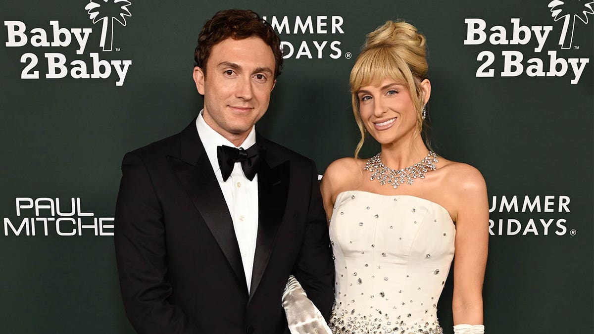 Meghan Trainor and Daryl Sabara posing on the red carpet at the Baby2Baby Gala in West Hollywood