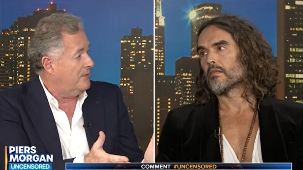 Russell Brand red-faced as Piers Morgan calls him out on religious awakening | Russell Brand was left visibly awkward during an interview on Piers Morgan Uncensored, as Piers questioned him closely about his recent religious awakening and his use of the Bible in court for his rape trial.