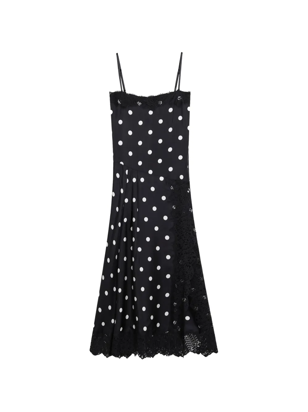 Sportmax Polka-Dot Lace-Trim Midi Dress | 40