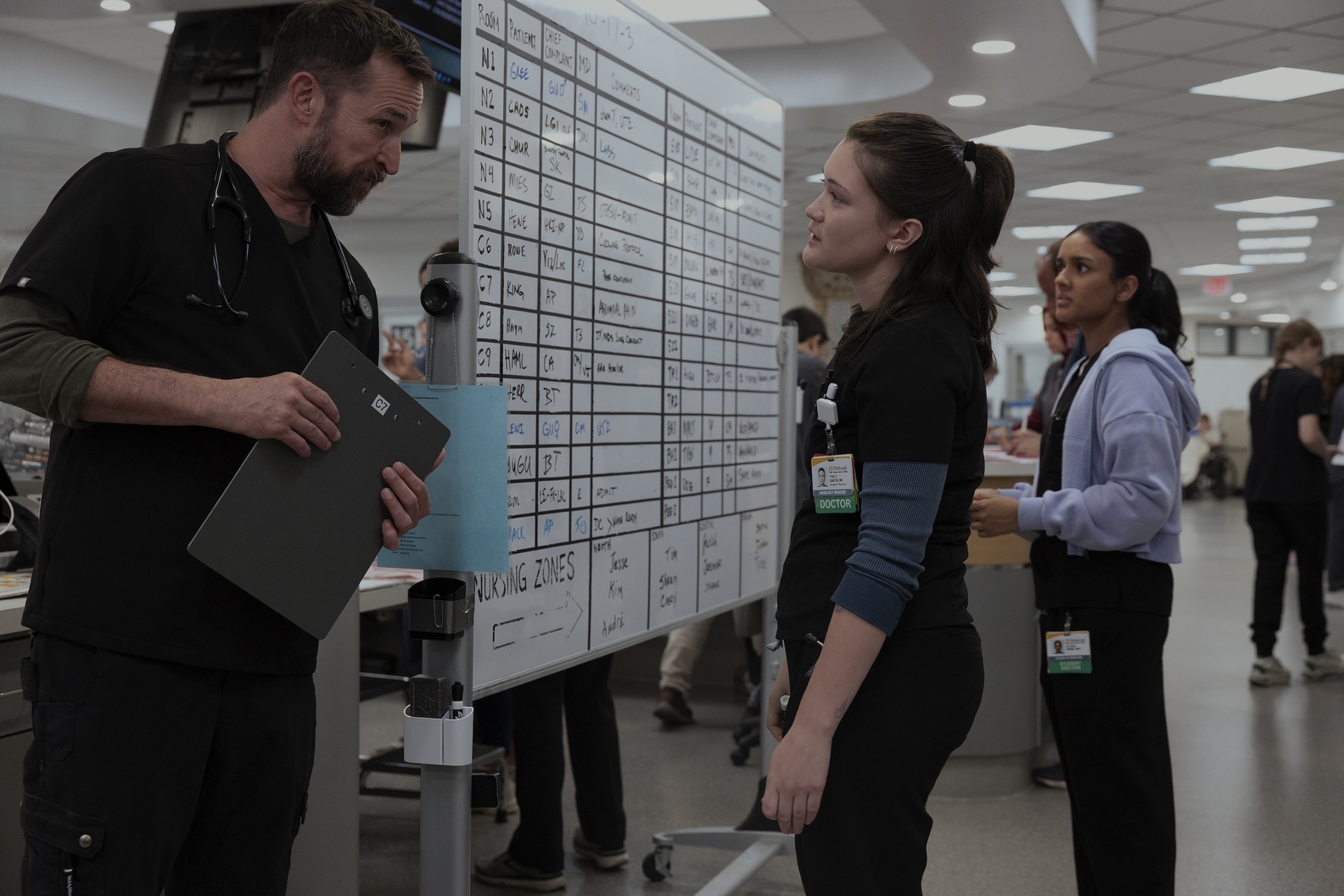 Noah Wyle, Isa Briones, Shabana Azeez in The Pitt