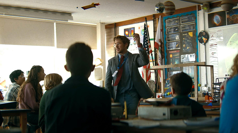 Ryan Gosling as Ryland Grace teaching a class of elementary students in Project Hail Mary