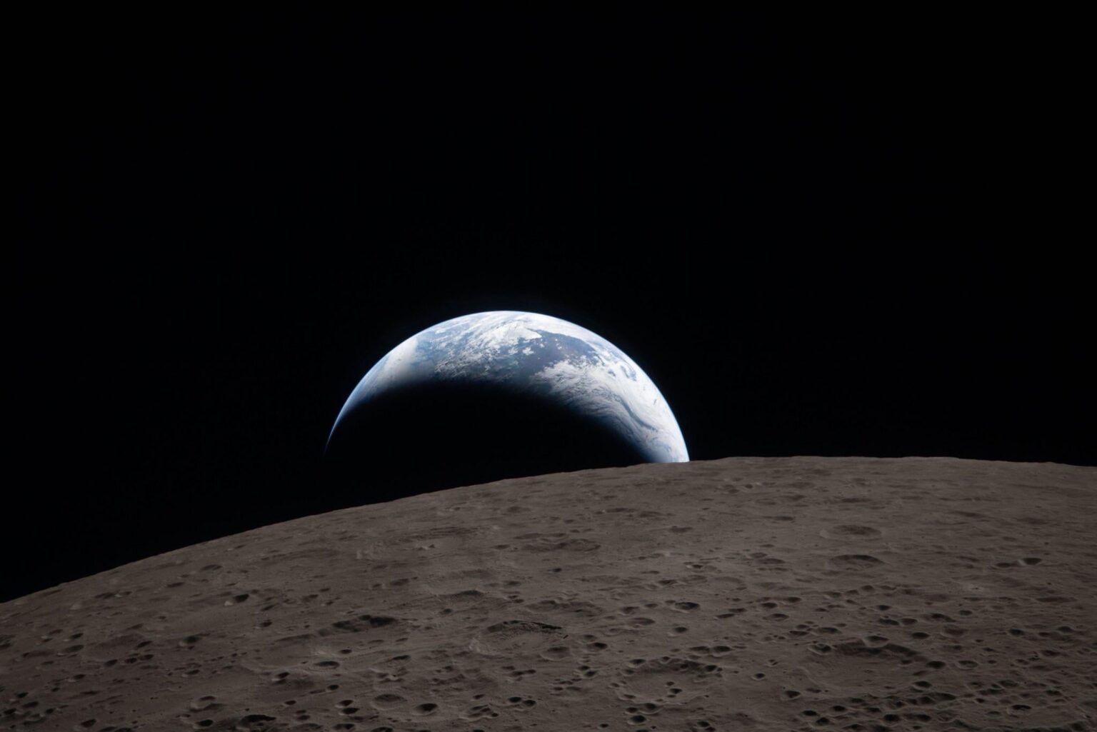 Earthset captured from the far side of the Moon.