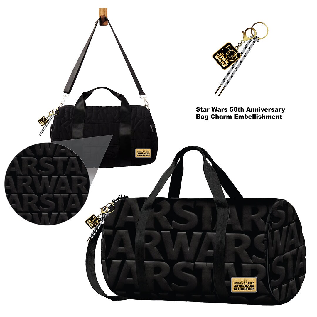 SWCLA Letter Puff Duffle Bag with Bag Charm Embellishment