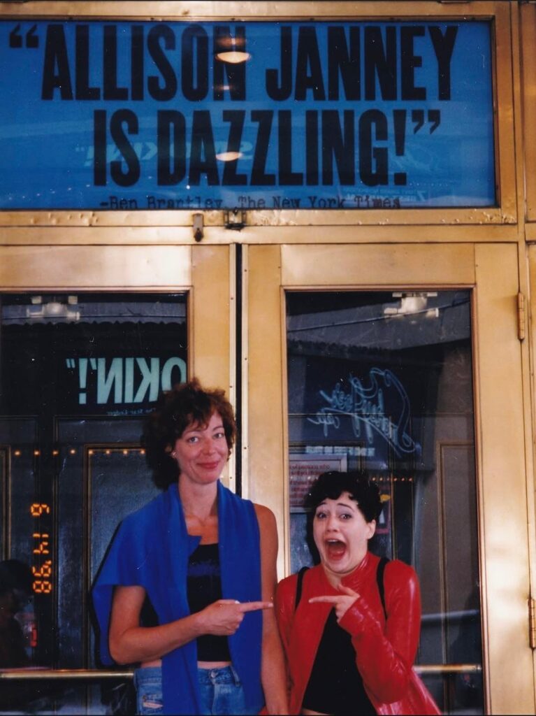 Allison Janney and Brittany Murphy outside the Neil Simon Theatre on June 14, 1998.