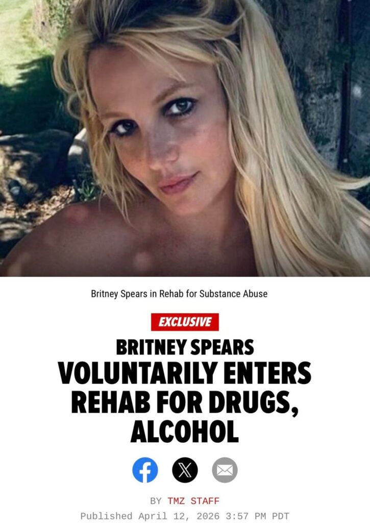 Britney Spears Voluntarily Enters Rehab for Substance Abuse Following DUI Arrest
