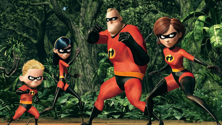 The Incredibles prepare to fight in the jungle in The Incredibles.