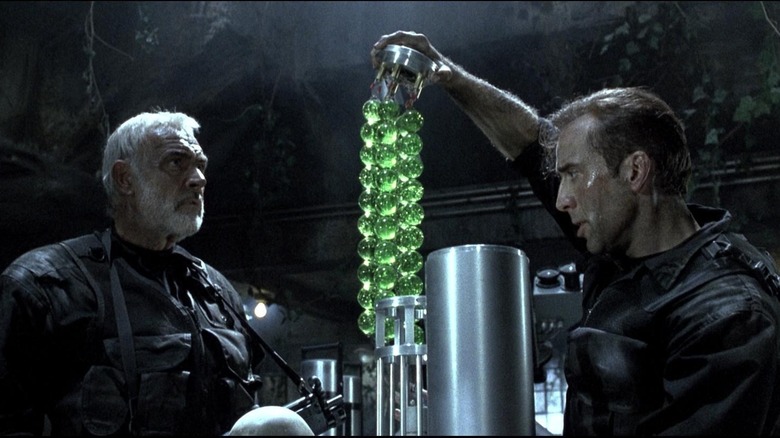 Sean Connery as John and Nicolas Cage as Stanley, defusing a very cool looking chemical weapon in The Rock